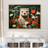 Brown Curious Otter in blooming meadow - Otter Canvas Wall Art