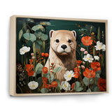 Brown Curious Otter in blooming meadow - Otter Canvas Wall Art