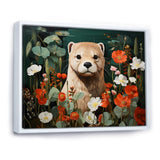 Brown Curious Otter in blooming meadow - Otter Canvas Wall Art