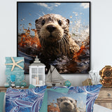 Swimming adventure Portrait of an Otter - Otter Wall Art Prints