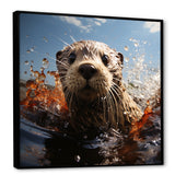 Swimming adventure Portrait of an Otter - Otter Wall Art Prints