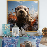 Swimming adventure Portrait of an Otter - Otter Wall Art Prints