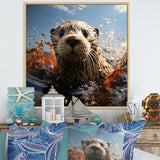 Swimming adventure Portrait of an Otter - Otter Wall Art Prints