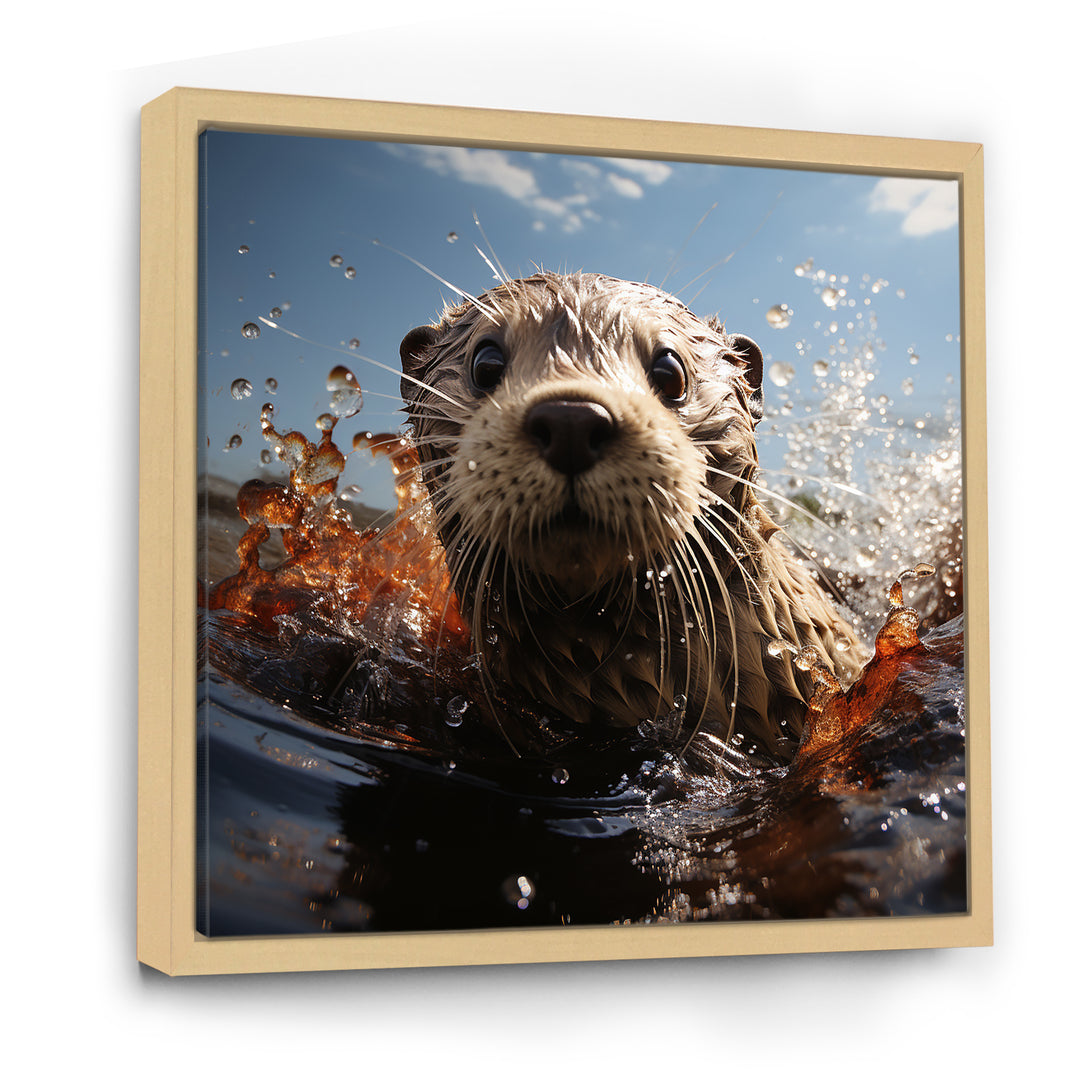 Swimming adventure Portrait of an Otter - Otter Wall Art Prints