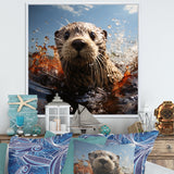 Swimming adventure Portrait of an Otter - Otter Wall Art Prints