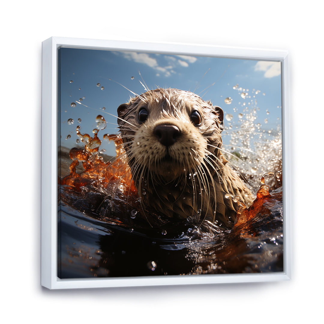 Swimming adventure Portrait of an Otter - Otter Wall Art Prints
