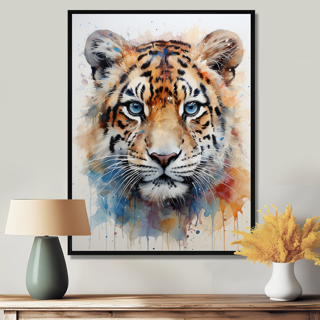 Tiger portrait majesty - Tiger Framed Canvas Art