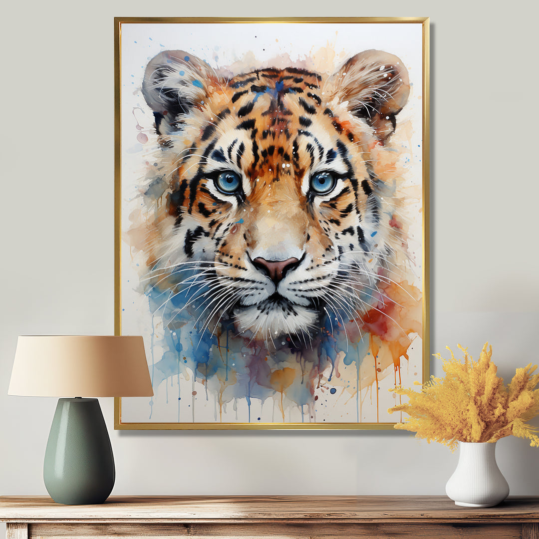 Tiger portrait majesty - Tiger Framed Canvas Art