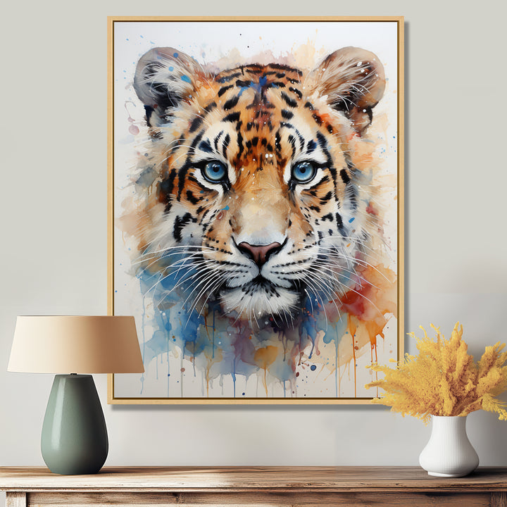 Tiger portrait majesty - Tiger Framed Canvas Art