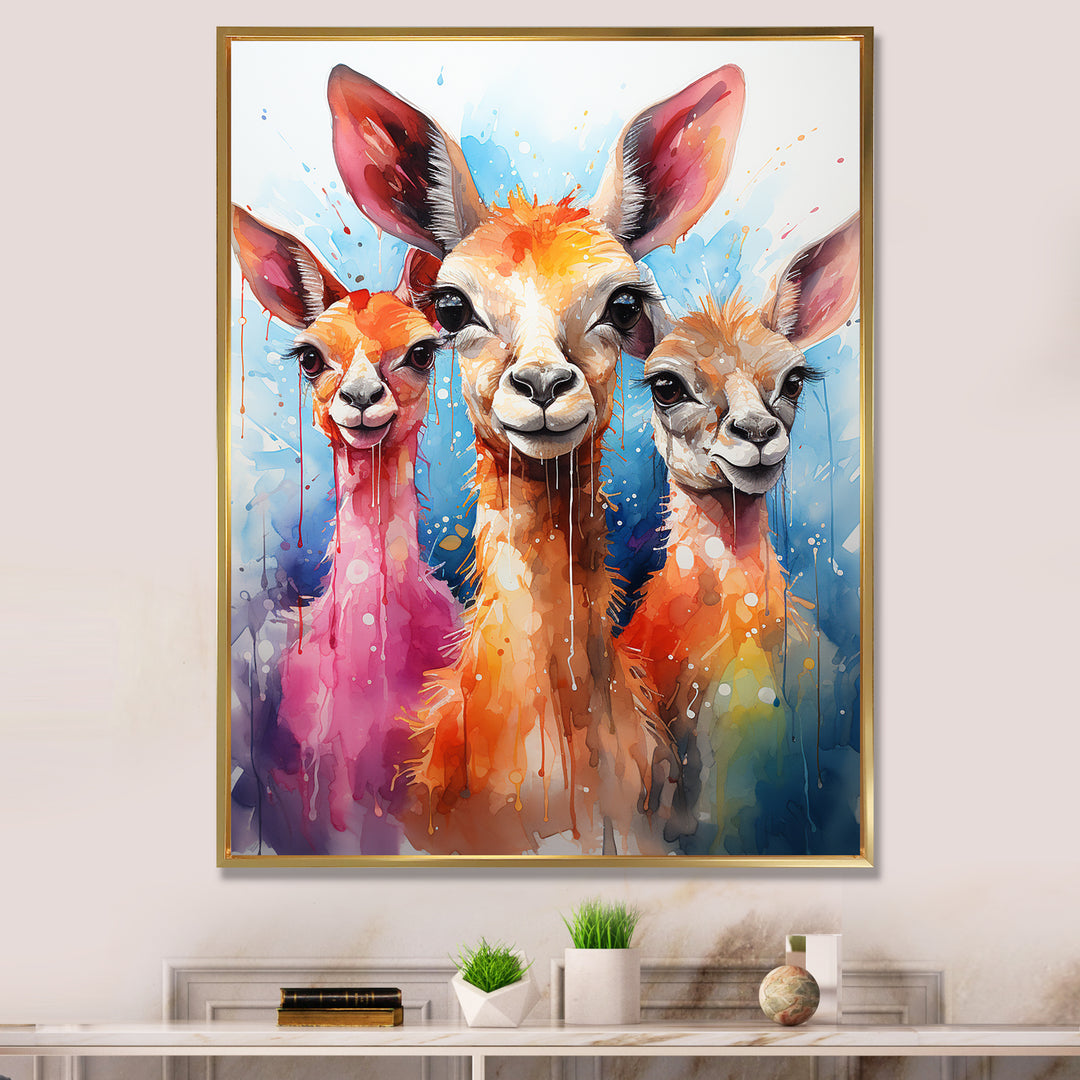Curious portrait of Llama friends - Llama Large Canvas Wall Art