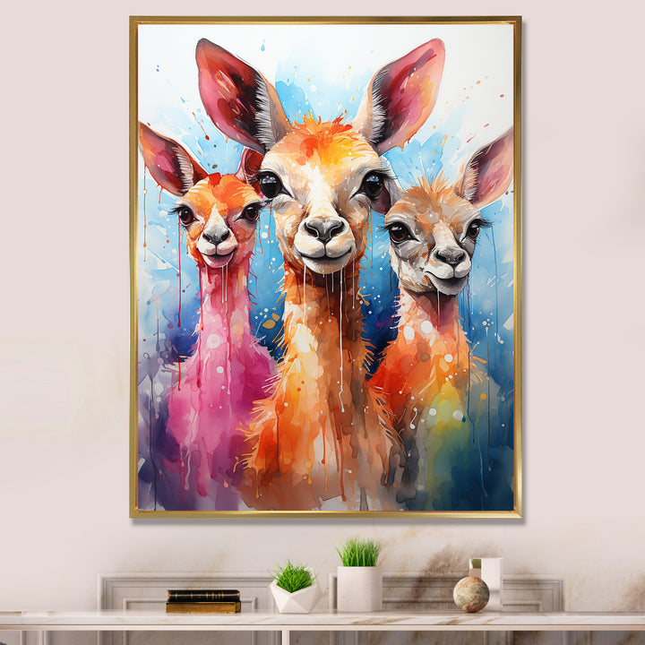 Curious portrait of Llama friends - Llama Large Canvas Wall Art