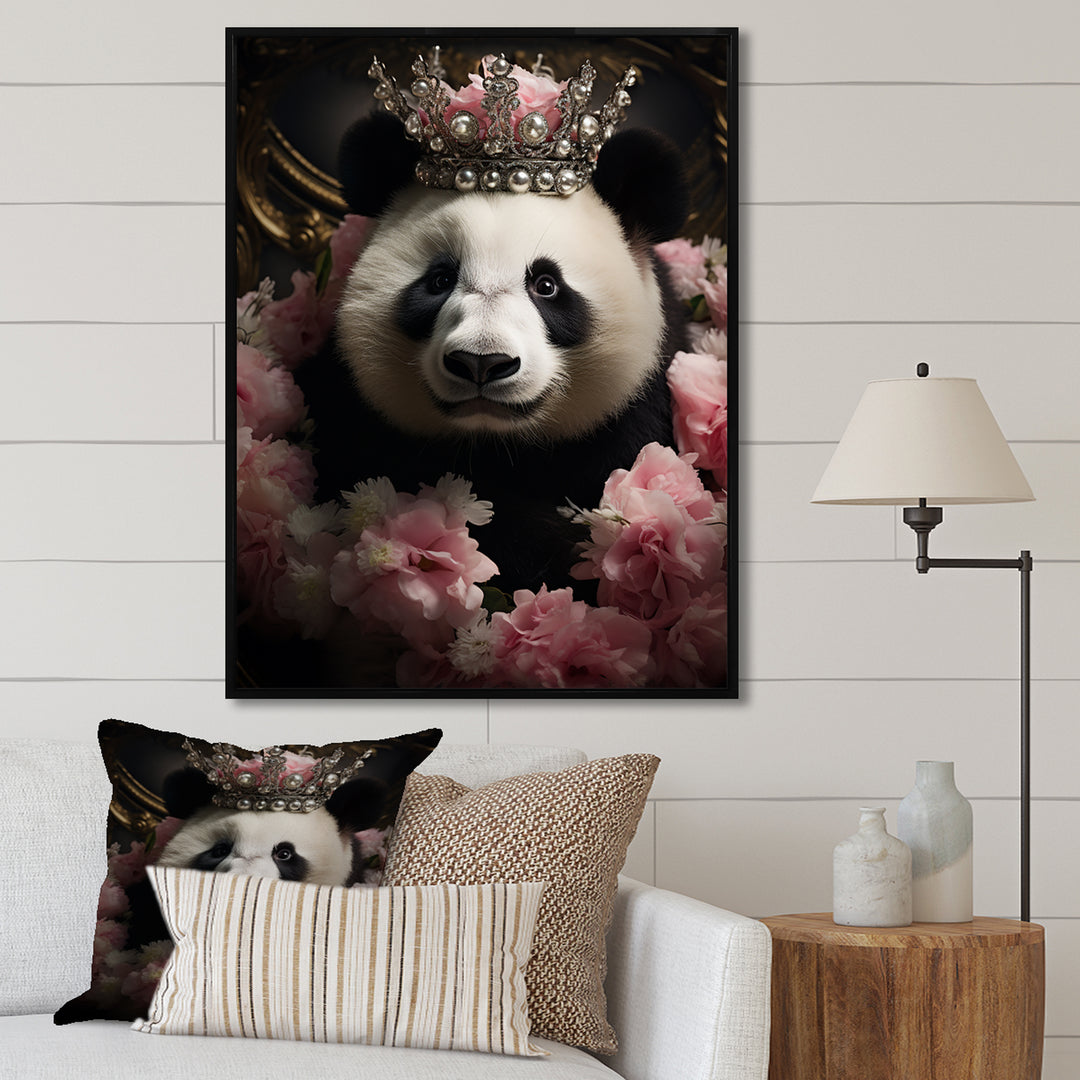 Regal Panda Crowned Portrait - Panda Wall Art Prints