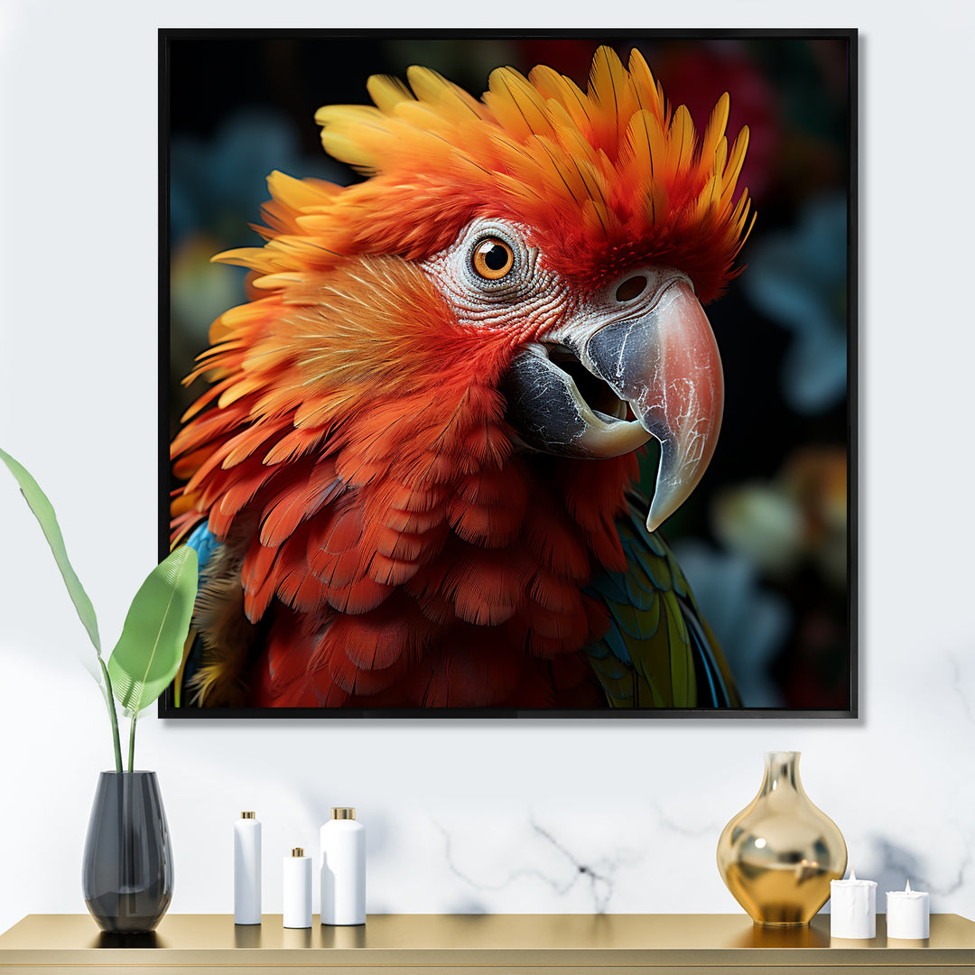 Orange Parrot portrait photo - Parrot Wall Art Prints