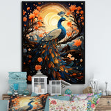 Celestial Peacock in Surreal Starlight - Yellow Peacock Wall Art