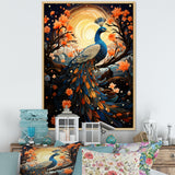 Celestial Peacock in Surreal Starlight - Yellow Peacock Wall Art