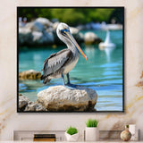 Coastal sentinelPelican photo - Animals Canvas Wall Art