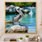 Coastal sentinelPelican photo - Animals Canvas Wall Art