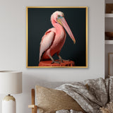 Coastal Watch pink Pelican - Pelican Framed Canvas Art