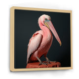 Coastal Watch pink Pelican - Pelican Framed Canvas Art