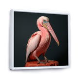 Coastal Watch pink Pelican - Pelican Framed Canvas Art