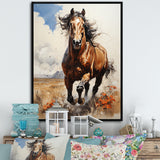 Brown Horse galloping in the wild - Horse Bedroom Wall Art