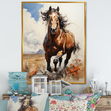 Brown Horse galloping in the wild - Horse Bedroom Wall Art