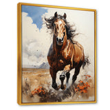 Brown Horse galloping in the wild - Horse Bedroom Wall Art