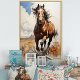 Brown Horse galloping in the wild - Horse Bedroom Wall Art