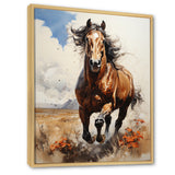 Brown Horse galloping in the wild - Horse Bedroom Wall Art