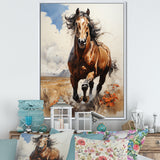 Brown Horse galloping in the wild - Horse Bedroom Wall Art