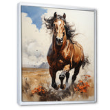 Brown Horse galloping in the wild - Horse Bedroom Wall Art