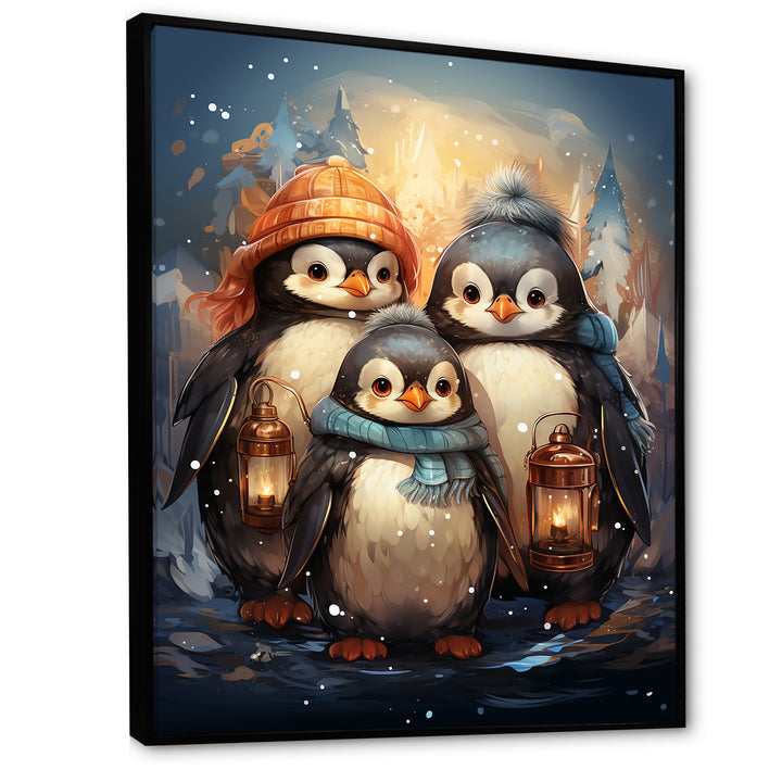 Christmas winter Penguin Party - Penguin Canvas Wall Art