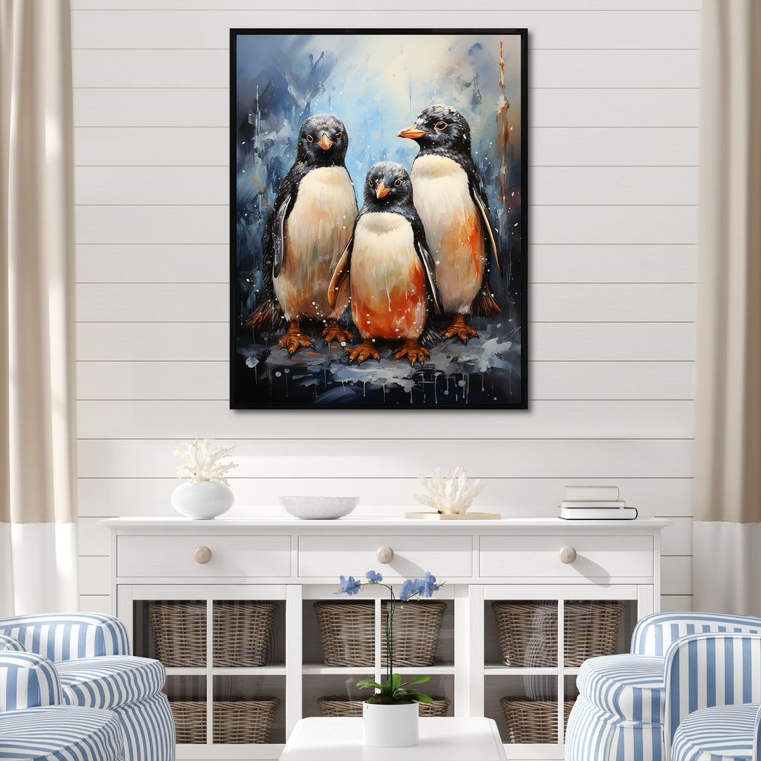 Winter Feathers Penguin family - Penguin Wall Decor