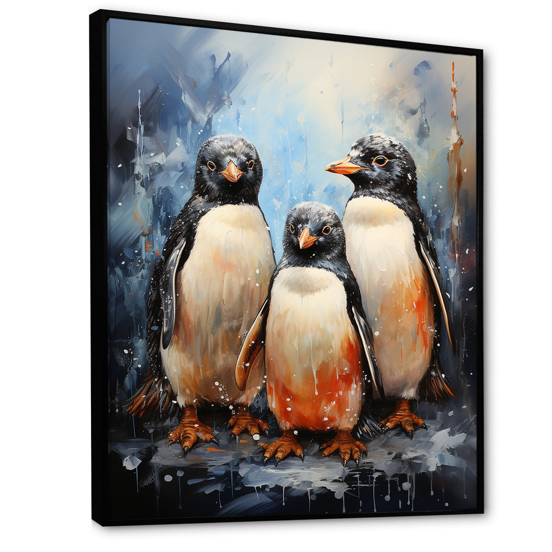 Winter Feathers Penguin family - Penguin Wall Decor