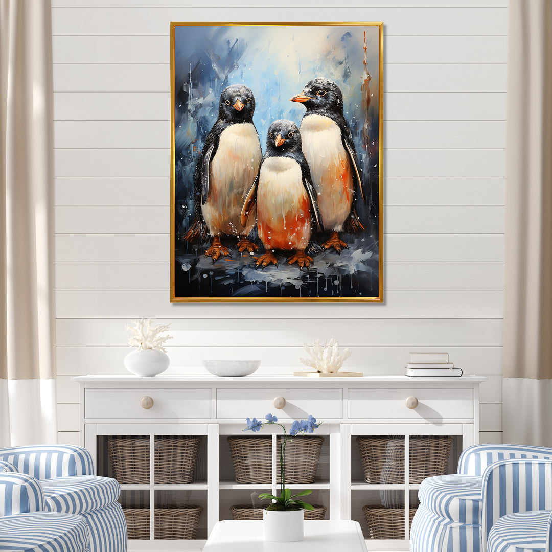 Winter Feathers Penguin family - Penguin Wall Decor