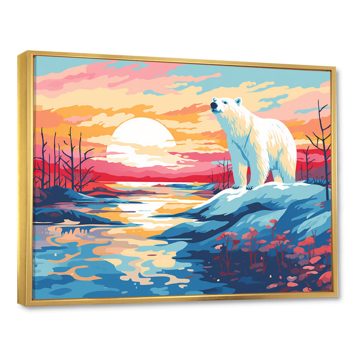 Sunrise polar bear Artic whispers - Pink Bear Wall Art