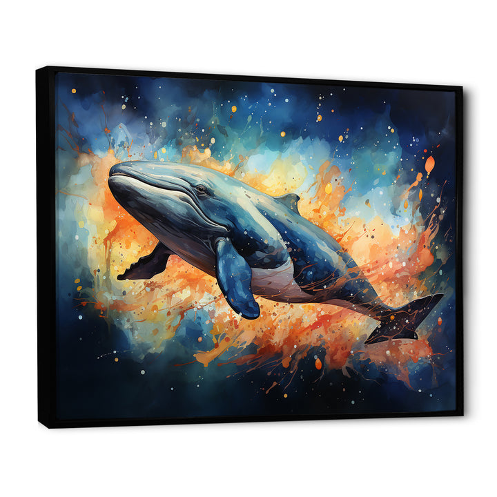 Blue Majesty Whale in Watercolor - Whale Living Room Wall Art