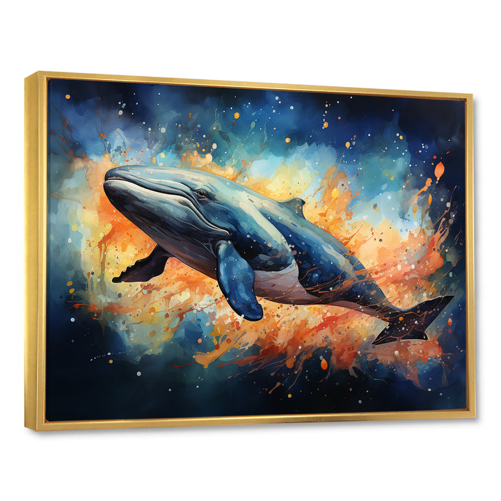 Blue Majesty Whale in Watercolor - Whale Living Room Wall Art