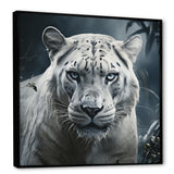 White and grey leopard in the jungle - Leopard Canvas Wall Art