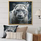 White and grey leopard in the jungle - Leopard Canvas Wall Art