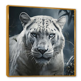 White and grey leopard in the jungle - Leopard Canvas Wall Art