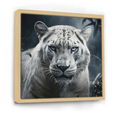 White and grey leopard in the jungle - Leopard Canvas Wall Art