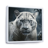White and grey leopard in the jungle - Leopard Canvas Wall Art