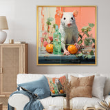 Pink curious rat fruits - Mouse Canvas Wall Art