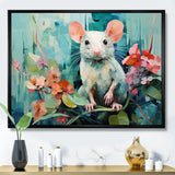 Green curious rat blooms - Mouse Wall Decor