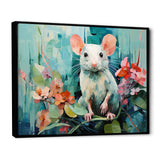 Green curious rat blooms - Mouse Wall Decor