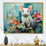 Green curious rat blooms - Mouse Wall Decor