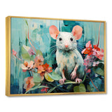 Green curious rat blooms - Mouse Wall Decor