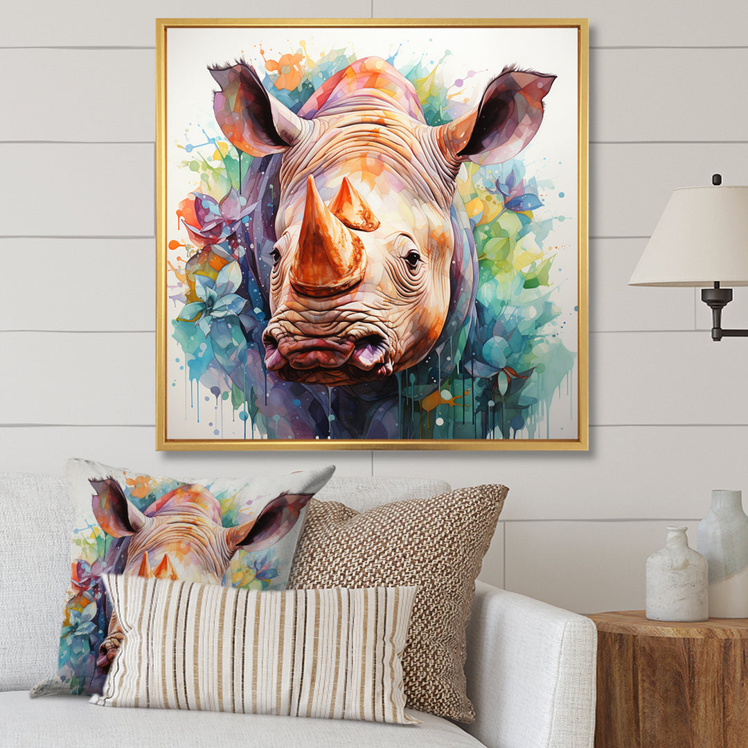 Innocent Rhino portrait - Rhinoceros Living Room Wall Art