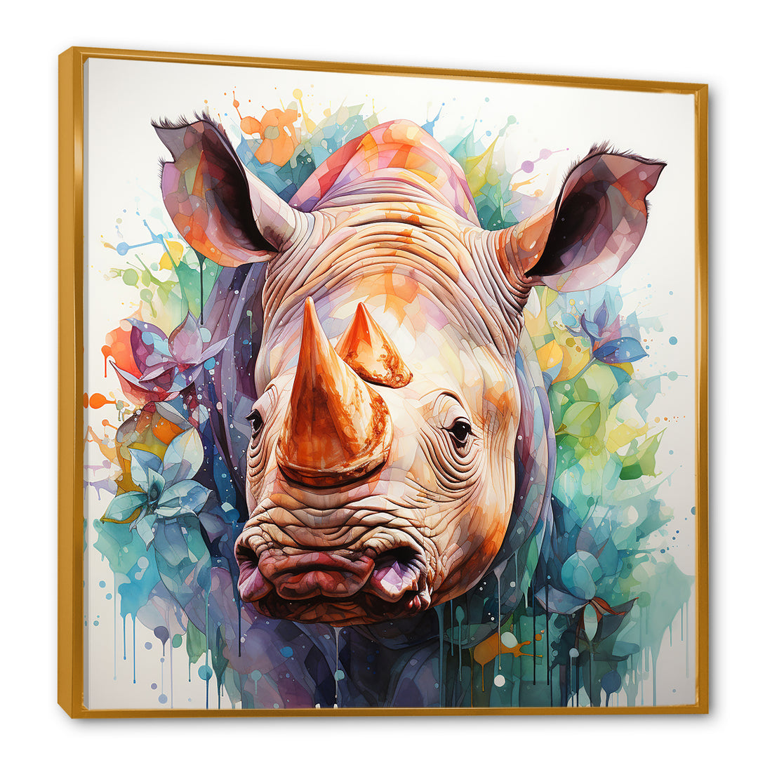 Innocent Rhino portrait - Rhinoceros Living Room Wall Art